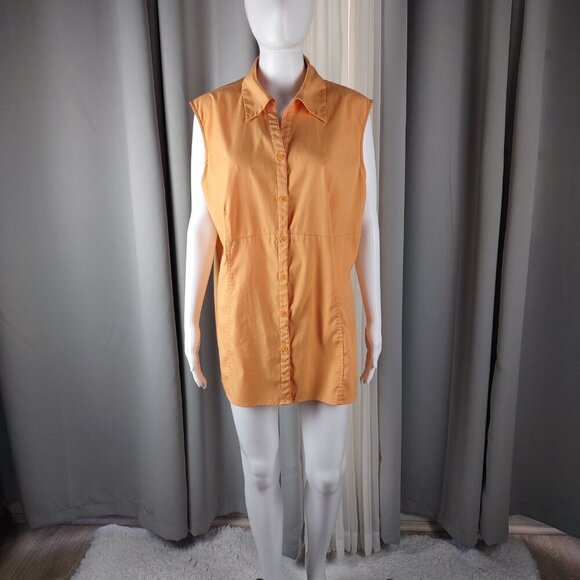 Apostrophe Women’s Orange, Button Up, Sleeveless, Lightweight Blouse Size 16W - Picture 2 of 11